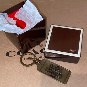 Coach Large Brass Hangtag Keyfob EUC in box